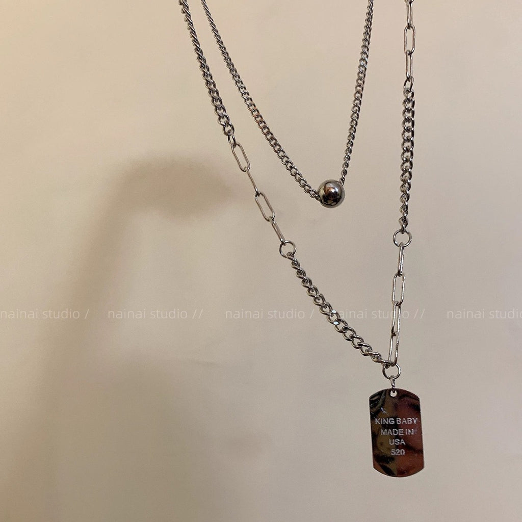 Damen mehrlagige Halskette mit trendy Kugel- und Anhängerdesign Shop Nory