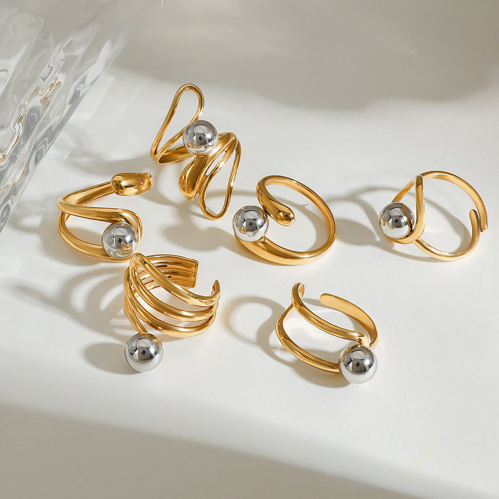 Damen Offener Ring mit modernem, minimalistischen Design und funkelndem Edelstahl Shop Nory