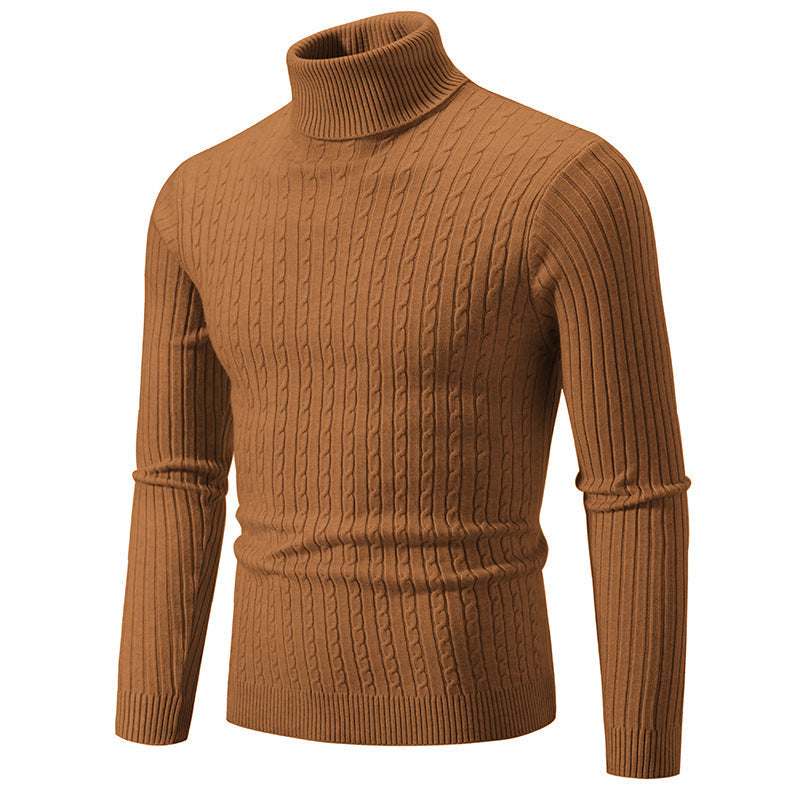 Herren nan taillierter Rollkragenpullover aus feinem Feinstrick mit geripptem Kragen