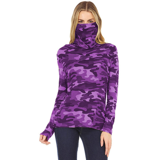 Damen Camouflage-Jersey-Longsleeve mit integriertem Schlauchkragen Shop Nory