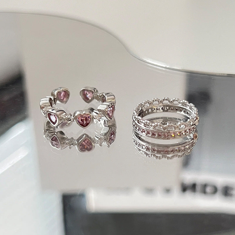 Damen Offener Ring mit elegantem Doppelreihen-Design und funkelnden Zirkonia Shop Nory