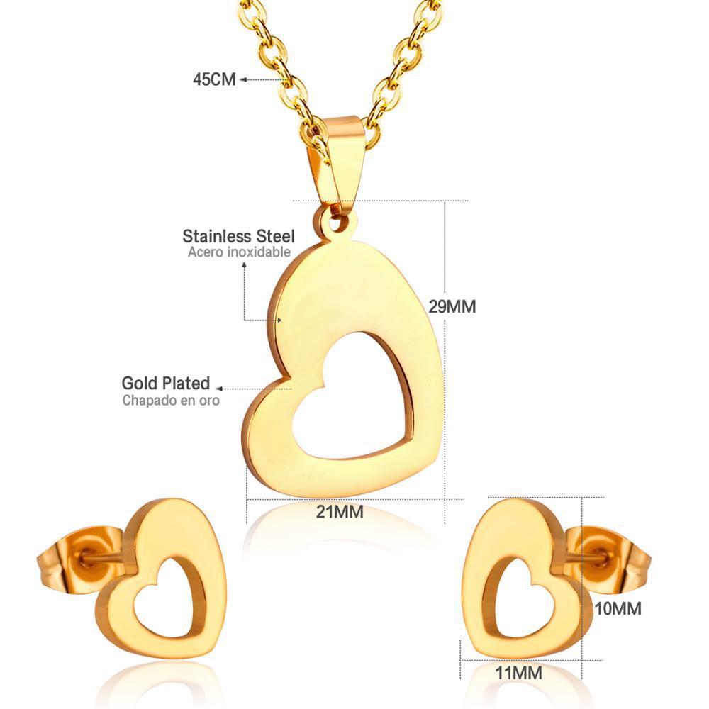 Damen Schmuckset mit Herzanhänger und Ohrringen aus hochwertigem Edelstahl Shop Nory