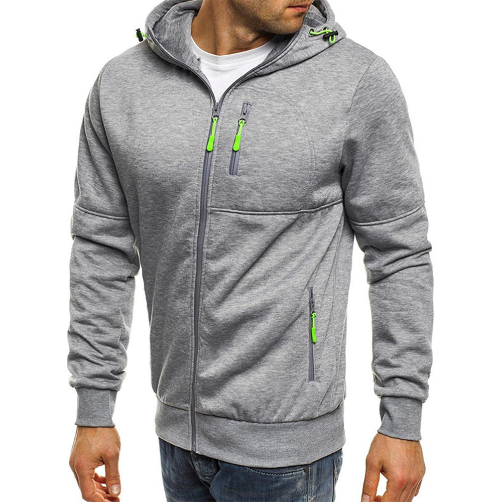 Herren funktionelle Kapuzenjacke mit durchgehendem Reißverschluss, Brust- und Seitentaschen sowie Kordelzug Shop Nory