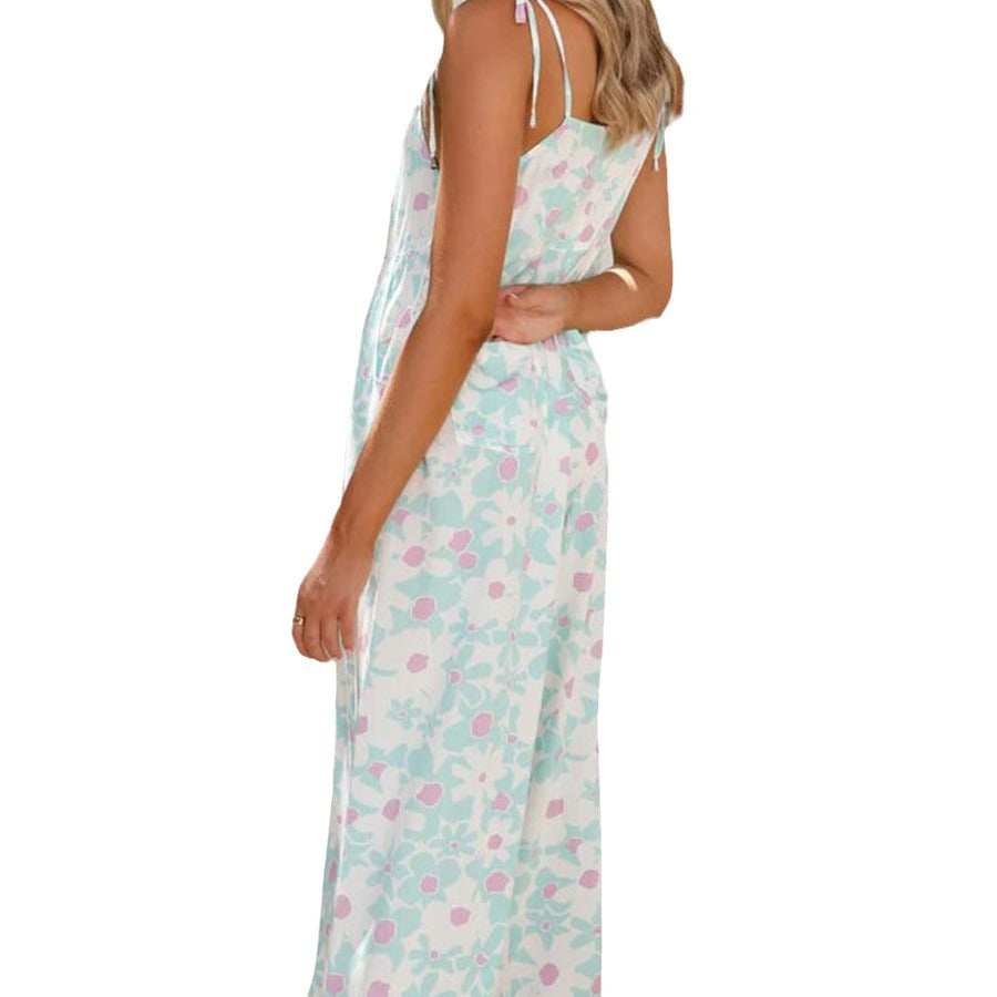 Damen Maxikleid mit floralem Muster und verstellbaren Trägern Shopnory