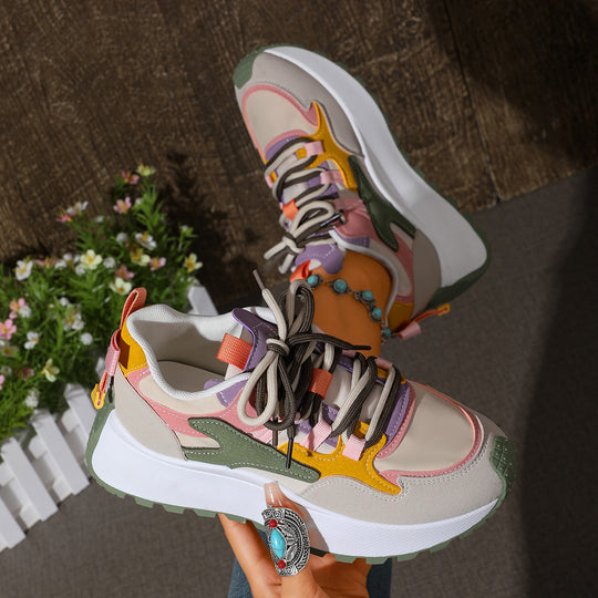 Damen Plateau-Sneaker mit mehrlagigem Obermaterial, gepolsterter Ferse und griffiger Profilsohle Shop Nory