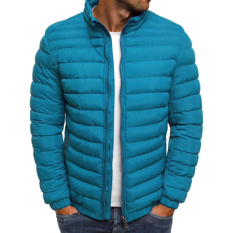 Herren leichte Steppjacke mit hohem Kragen und elastischen Bündchen