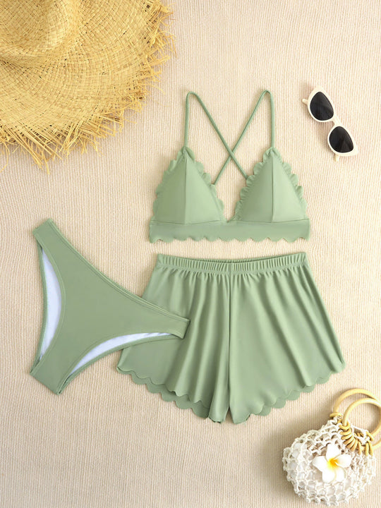 Damen Triangel-Bikini mit Shorts