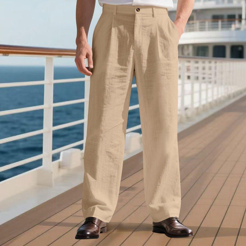 Herren elegante Freizeit-Hose mit weichem Stoff und weitem Schnitt