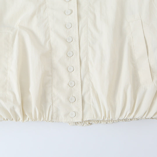 Damen Cropped Blousonjacke mit Stehkragen, durchgehender Zierknopfleiste und elastischem Saum Shop Nory