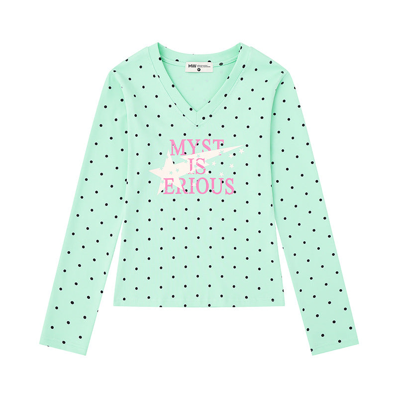 Damen Langarmshirt aus Baumwolljersey mit Pünktchenmuster und Statement-Sternprint Shop Nory