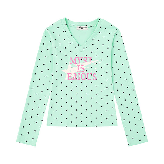 Damen Langarmshirt aus Baumwolljersey mit Pünktchenmuster und Statement-Sternprint Shop Nory