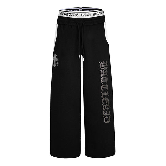 Damen weite Lounge-Jogginghose mit hohem Logobund, Gothic-Print und Kordelzug Shop Nory