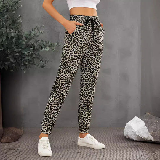 Damen Modische Sporthose im trendigen Leopardenmuster