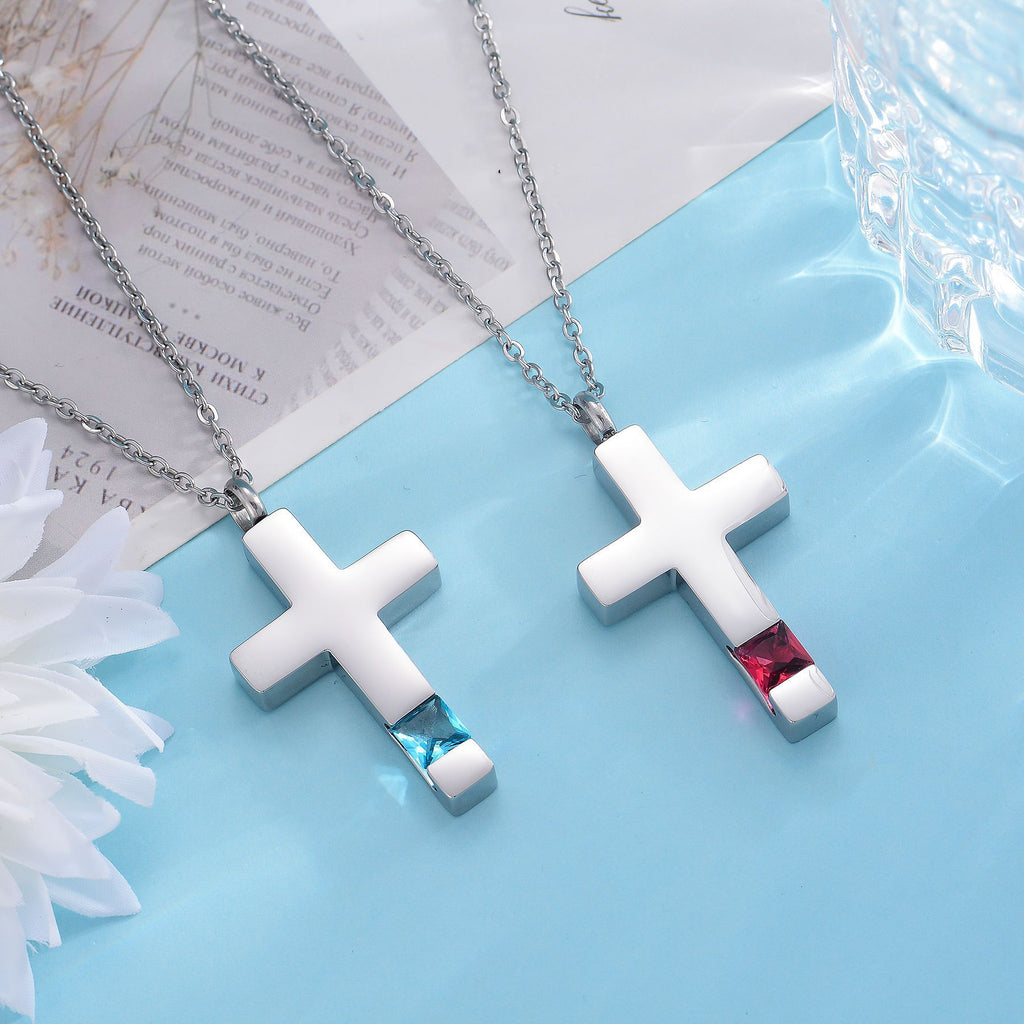 Damen Halskette mit einzigartigem Kreuzanhänger und buntem Zirkon Shop Nory