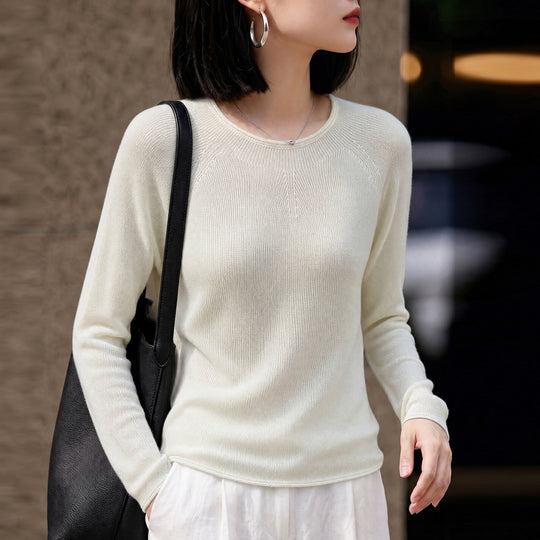 Damen Leichter Rundhalsausschnitt-Pullover in Kaschmir-Optik mit Raglanärmeln Shop Nory