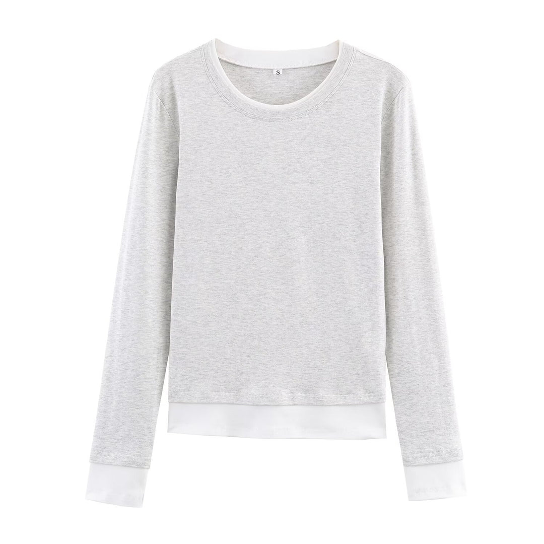 Damen Lässiges Langarm-Layering-Shirt mit doppellagigem Saum und eingesetzten Manschetten Shop Nory