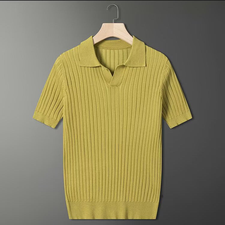 Herren Modisches Kurzarm-Strick Polohemd Shop Nory