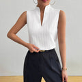Damen Elegantes Top mit Stehkragen und feinen Plisseefalten