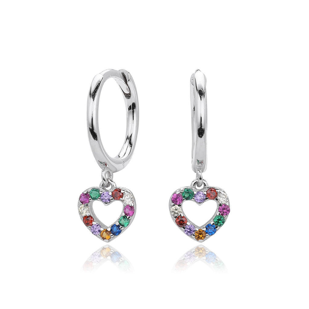 Damen Ohrhänger mit buntem Herzanhänger aus hochwertigem 925 Sterling Silber Shop Nory