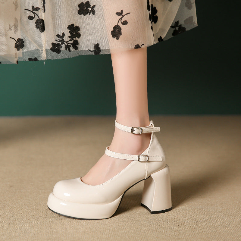Damen Elegante Blockabsatz-Pumps mit verstellbarem Riemen