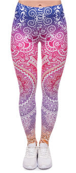 Damen Mandala-Ombre Leggings mit hohem Bund und formendem Stretch Shopy Nory