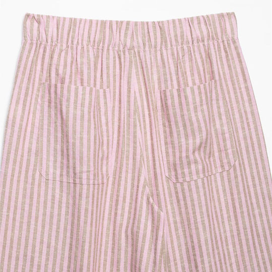 Damen nan weite Leinenhose mit Streifenmuster und Kordelzug Shop Nory