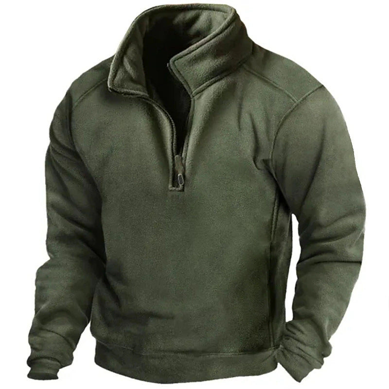 Herren Fleece-Pullover mit hohem Kragen und praktischen Reißverschluss