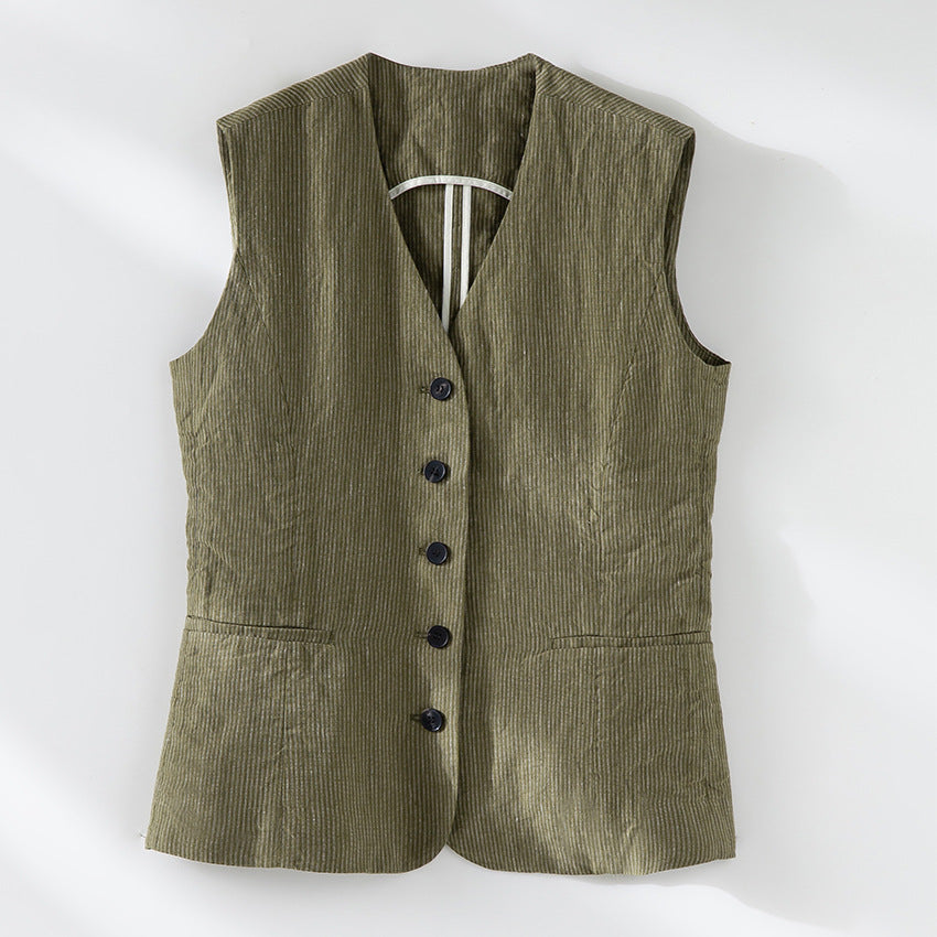 Damen Taillierte Cordweste mit V-Ausschnitt und Knopfleiste Shop Nory