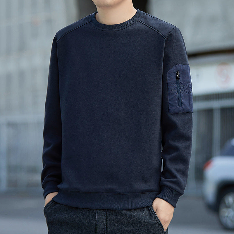 Herren Minimalistisches Sweatshirt mit Raglanärmeln und Reißverschluss-Ärmeltasche Shop Nory