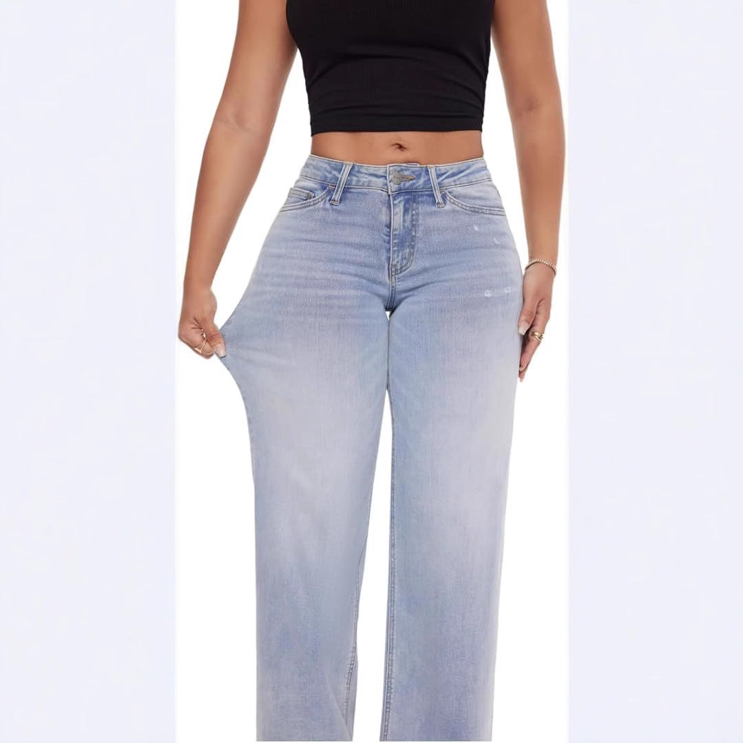 Damen Weite High‑Waist Schlagjeans aus Stretch Denim Shop Nory