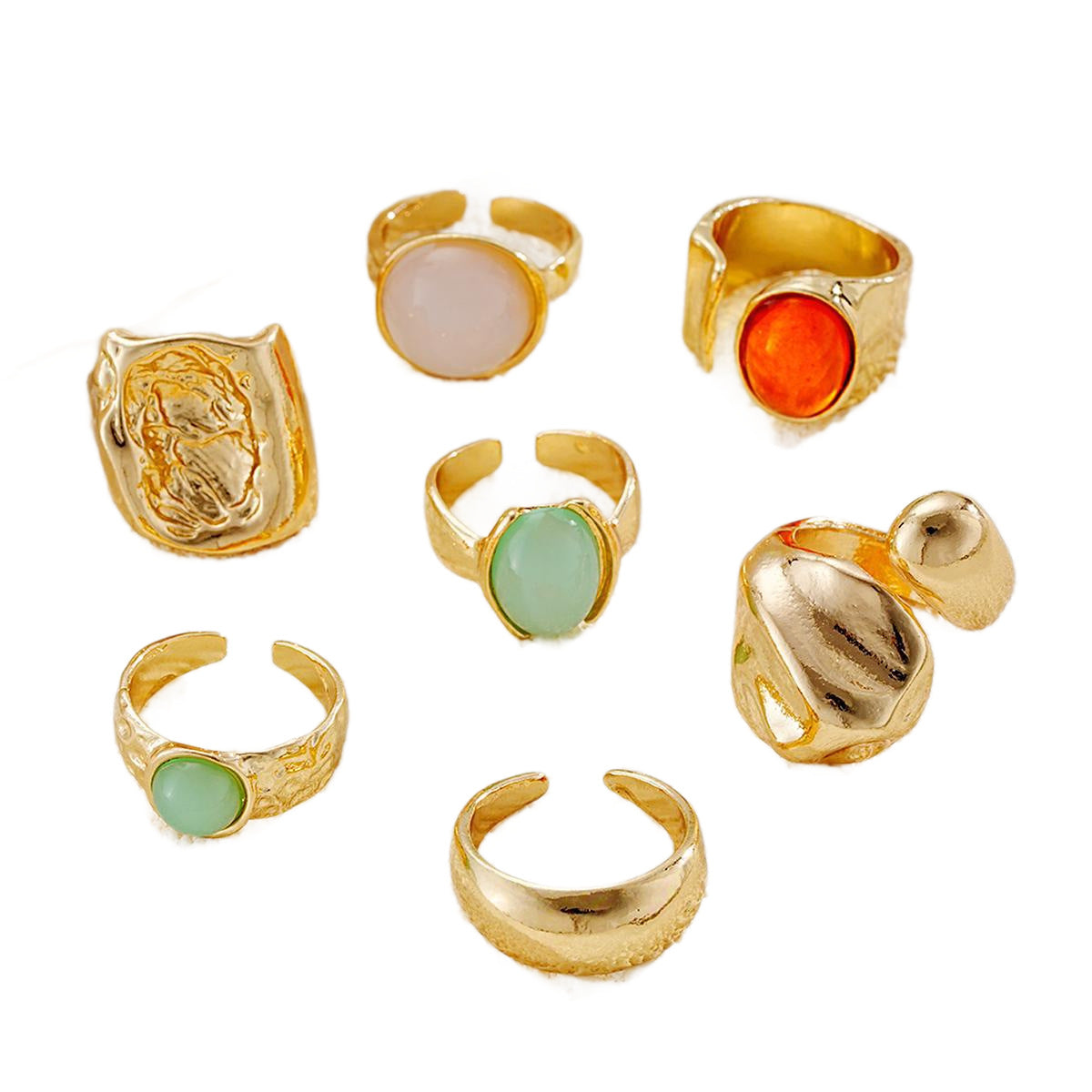 Damen Ring-Set mit kunstvollen Designs und farbigen Stein-Elementen Shop Nory