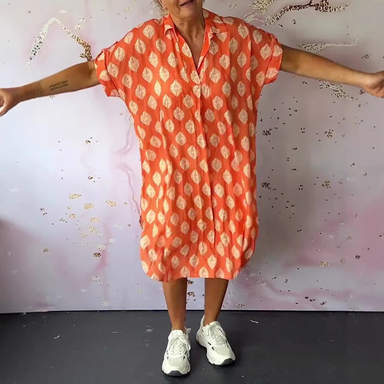 Damen Hemdblusenkleid mit einzigartigem Muster und lässigem Schnitt