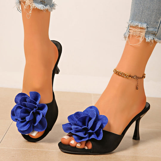 Damen Slingback-Pantoletten mit floralem Dekor und eleganter Absatzhöhe Shopnory