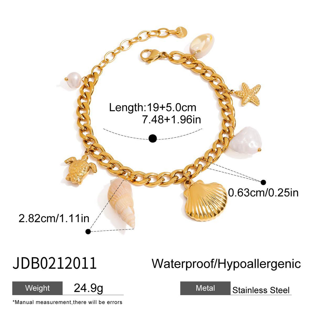Damen Fußkettchen mit maritimen Motiv-Anhängern und hypoallergener Edelstahlverarbeitung Shop Nory