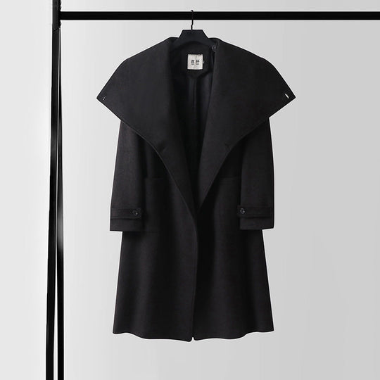 Damen Maxilanger Wollmix‑Mantel mit übergroßem Schalkragen und aufgesetzten Taschen Shop Nory