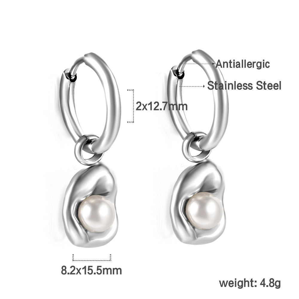 Damen Hängende Ohrstecker aus hochwertigem Edelstahl mit Perlenanhängern Shop Nory