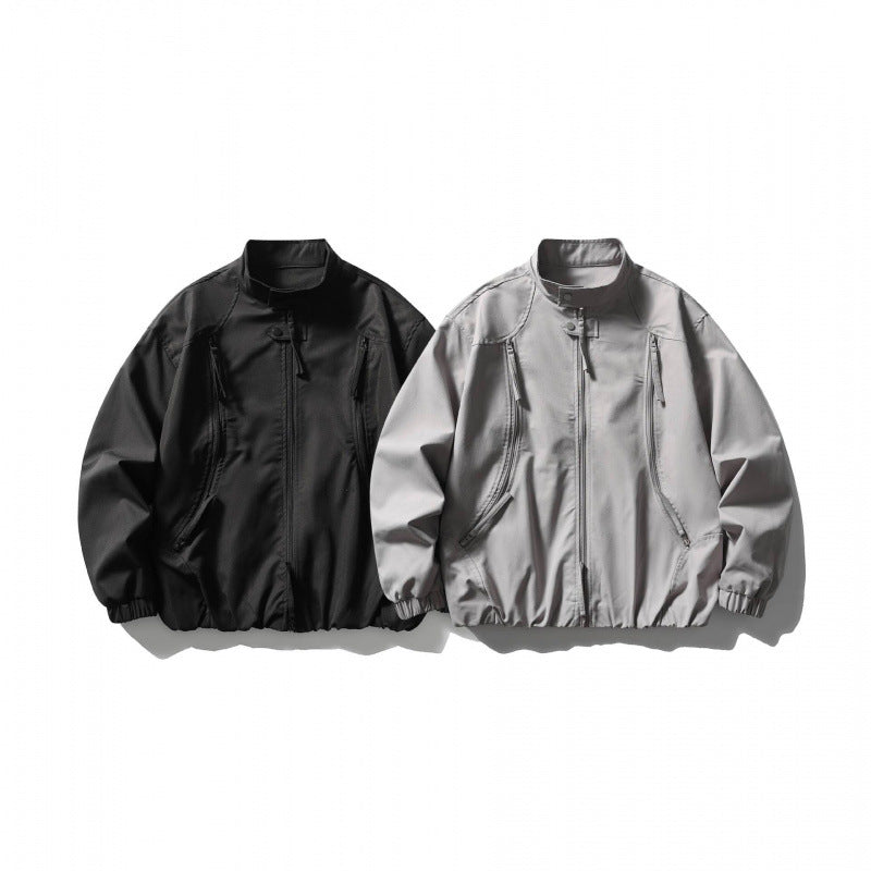 Unisex Oversize leichte Bomberjacke mit Stehkragen, Reißverschluss und elastischem Saum Shop Nory