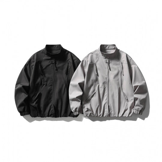 Unisex Oversize leichte Bomberjacke mit Stehkragen, Reißverschluss und elastischem Saum Shop Nory