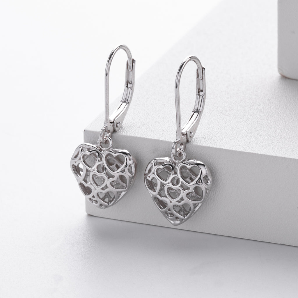 Damen Ohrhänger mit verspieltem Herzdesign aus 925 Sterling Silber Shop Nory