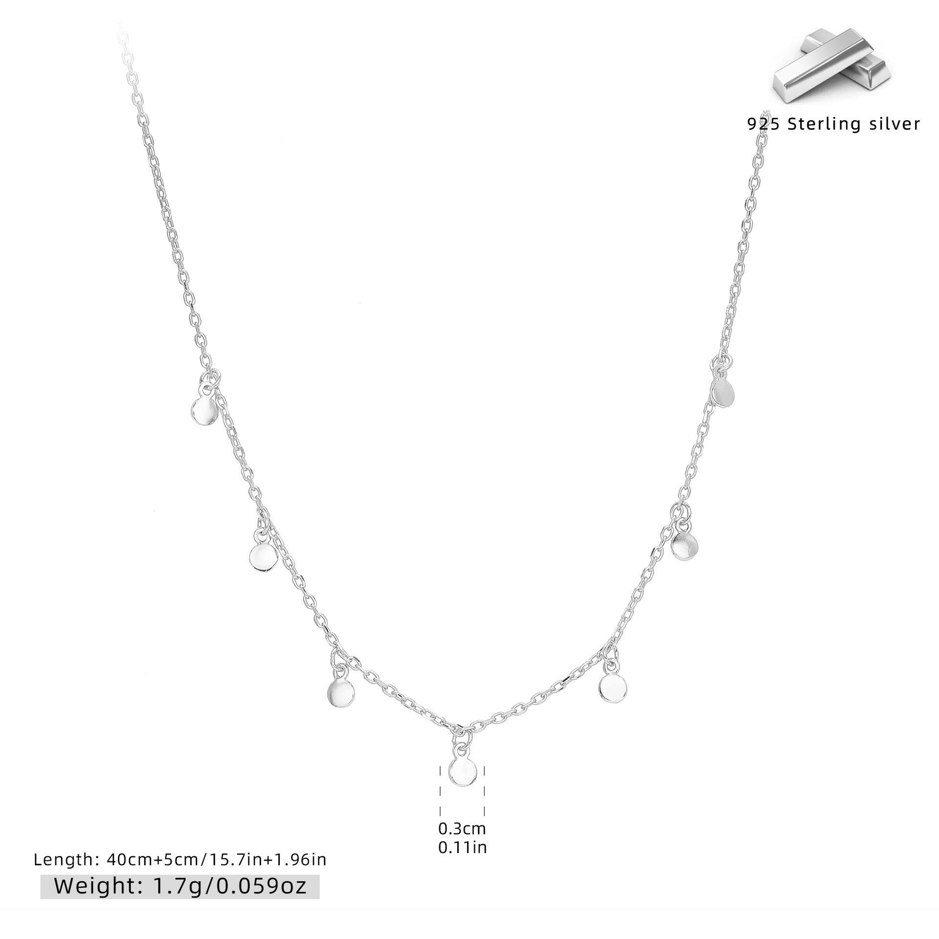 Damen Halskette mit zarten, hängenden Anhängern aus hochwertigem 925 Sterling Silber Shop Nory