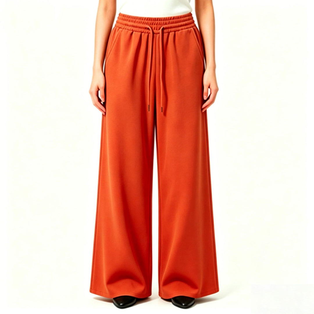 Damen nan weite High-Waist Loungehose mit elastischem Bund, Kordelzug und fließendem Jersey Shop Nory
