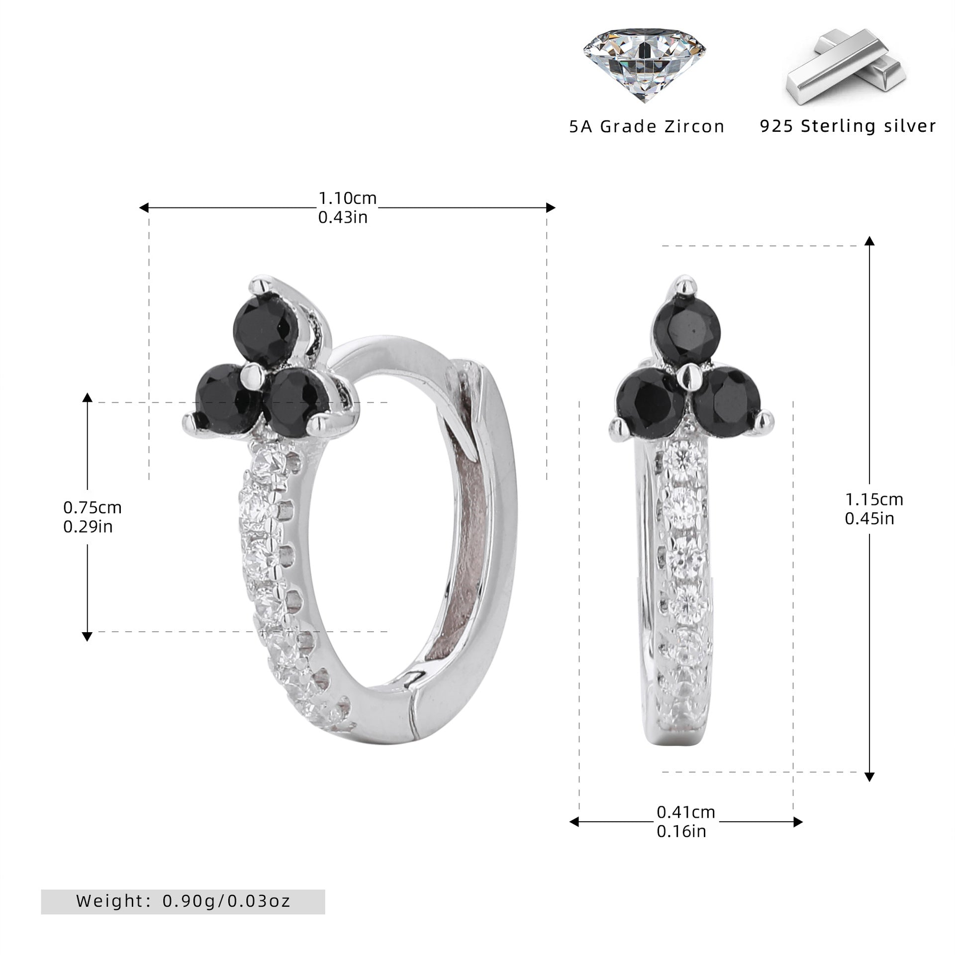 Damen Ohrhänger mit glitzerndem Zirkonmotiv und hochwertigem 925 Sterling Silber Shop Nory