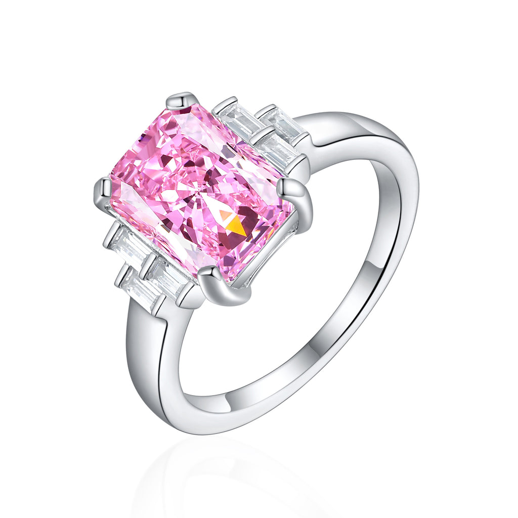 Damen Ring mit großem, rechteckigem Edelstein und funkelnden Akzenten Shop Nory