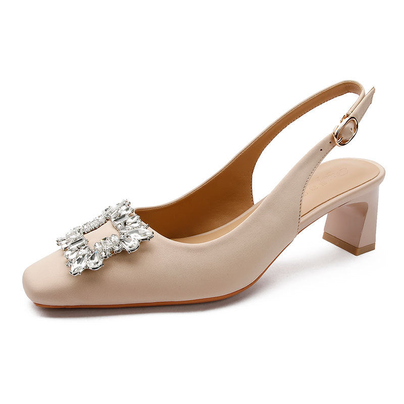 Damen Slingback-Pumps mit funkelndem Schmuckdetail Shopnory