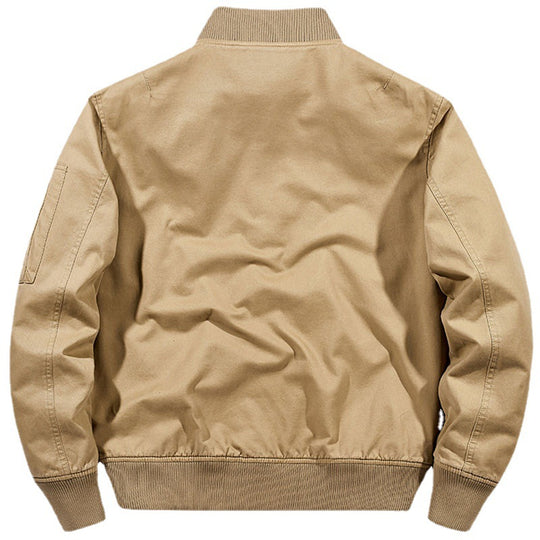 Herren Robuste Canvas-Bomberjacke im Pilotenstil mit Ärmeltasche und geripptem Saum Shop Nory