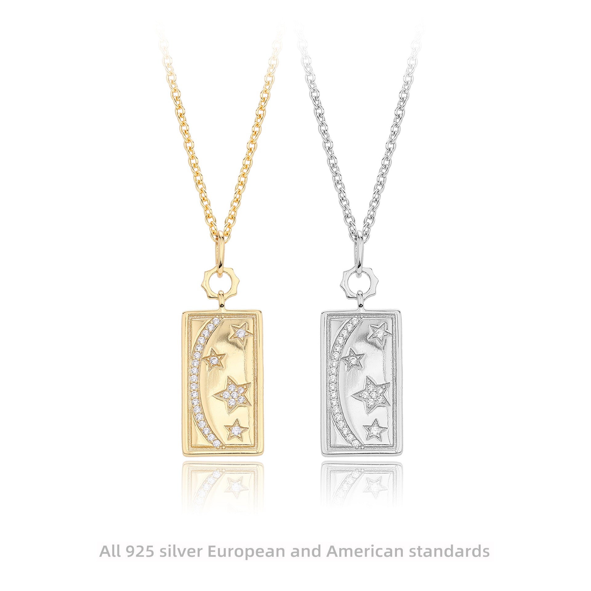 Damen Halskette mit schützendem Mond- und Sternenanhänger aus hochwertigem 925 Sterling Silber Shop Nory