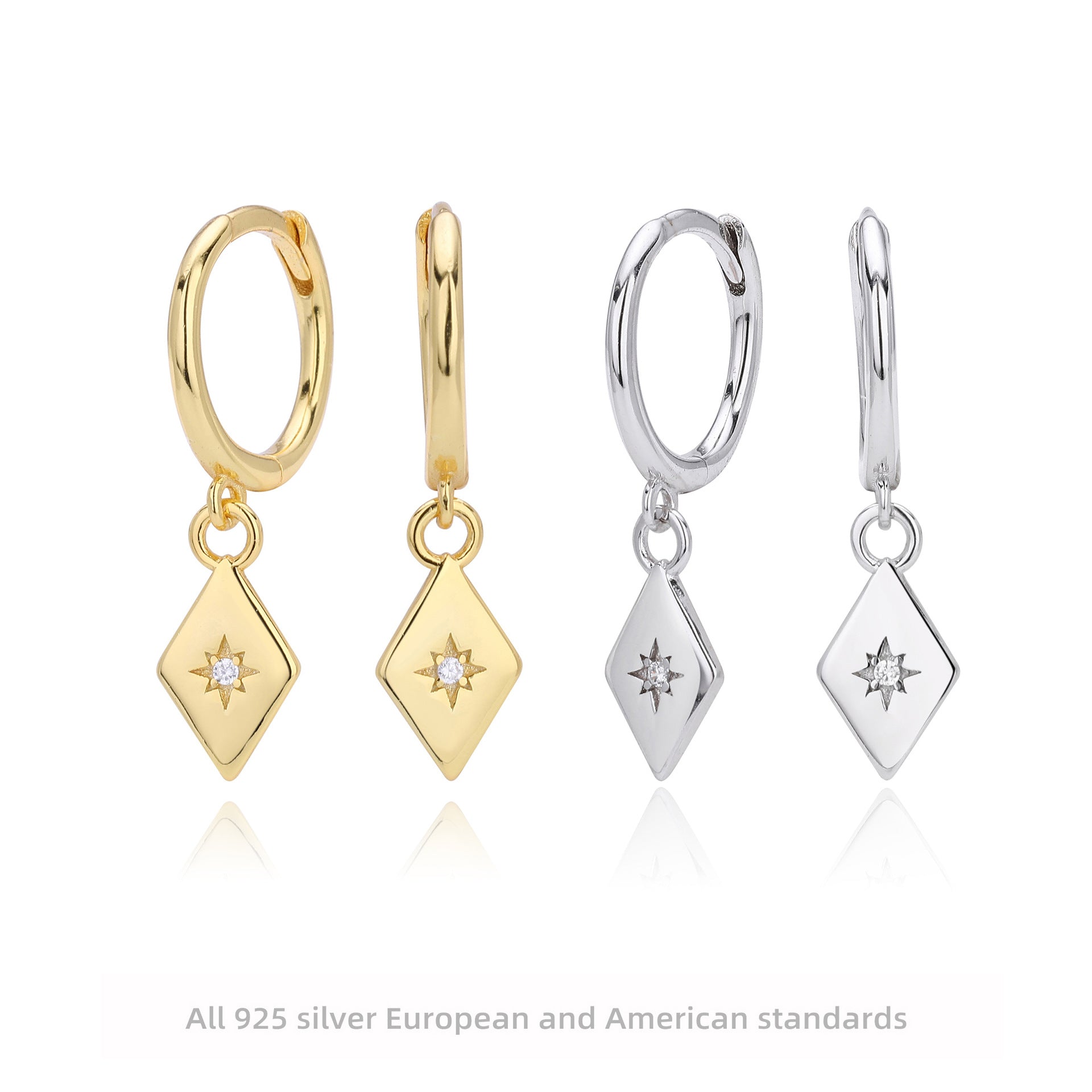 Damen Ohrhänger mit hochwertigem Zirkonanhänger aus 925 Sterling Silber Shop Nory