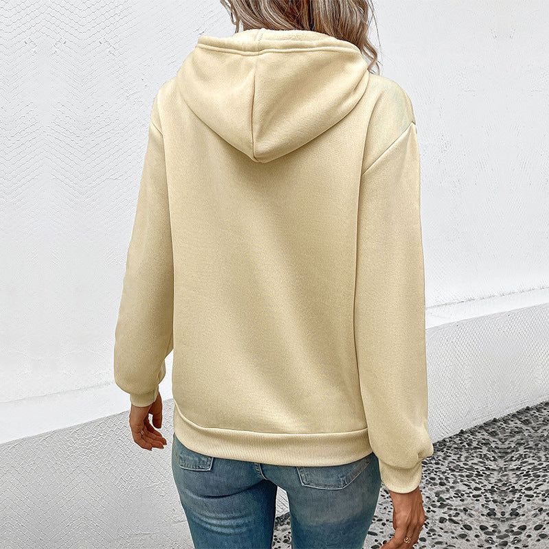 Damen Kapuzenpullover mit Herz‑EKG‑Print, Kängurutasche und lockerer Passform Shop Nory
