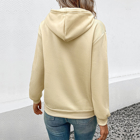 Damen Kapuzenpullover mit Herz‑EKG‑Print, Kängurutasche und lockerer Passform Shop Nory