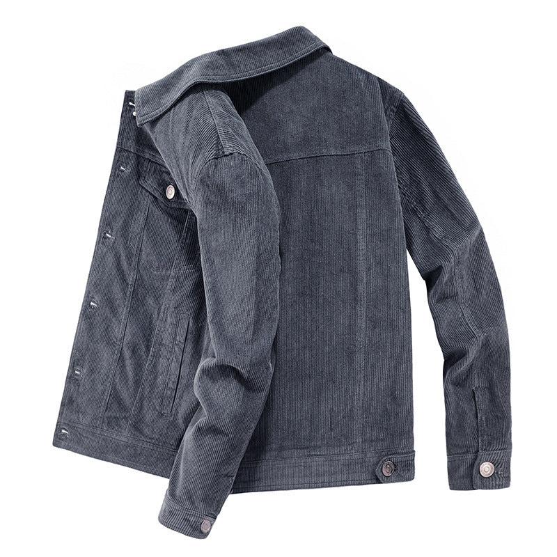 Herren Cordjacke im Truckerstil mit Feincordstruktur und Druckknopfverschluss Shop Nory